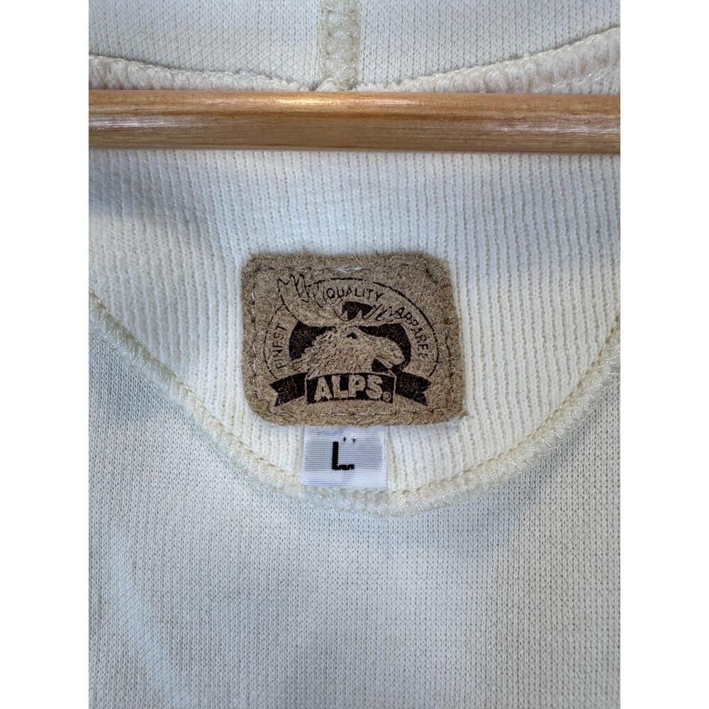 Vintage Womens L Cream Hooded ALPS Cotton Vest Button Front Pockets USA - Picture 4 of 9